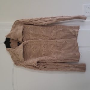 Talbots Womens Tan Button Down Turtle Neck Sweater Size Small